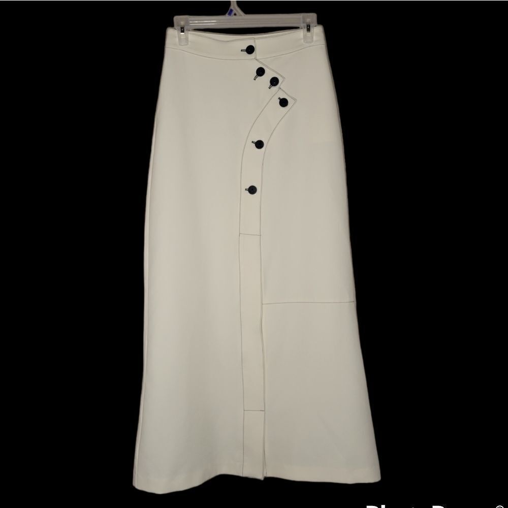 Pashmina Women's Long ivory Skirt Buttons A-LIne Career Maxi Workwear - Picture 15 of 16